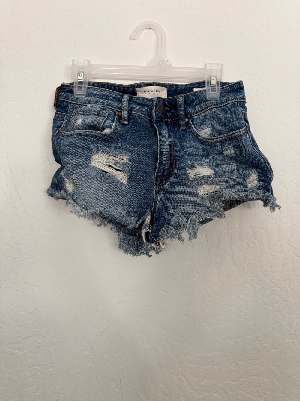 PacSun High-Rise Distressed Denim Shorts - Blue